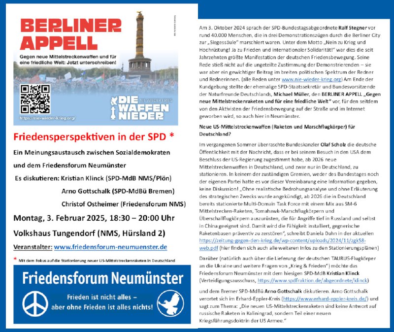 ***?******?***Meinungsaustausch zwischen Sozialdemokraten und dem Friedensforum …