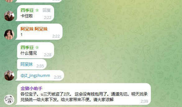 金猪支付 合作半年都在互相跑 今天0点小时半小时没注意跑超 1.6w跑路不下发