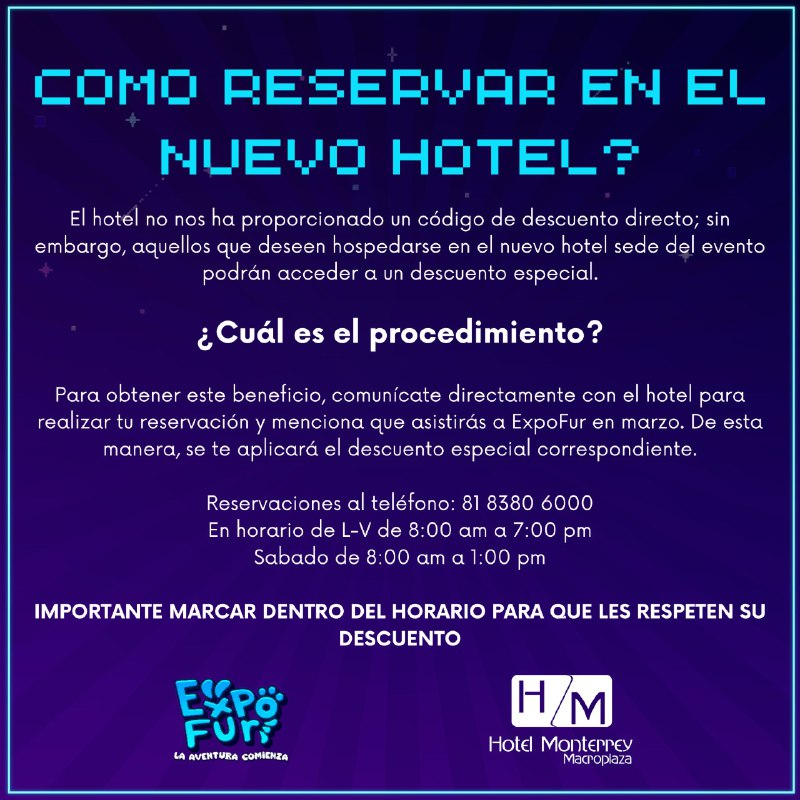 Les dejamos la informacion para reservar …