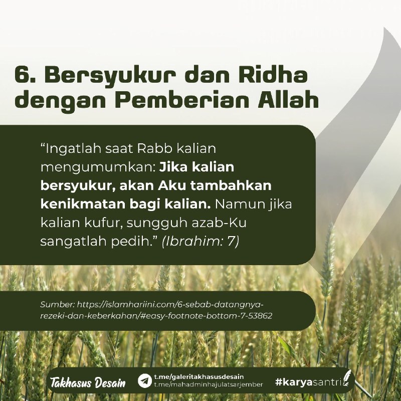 ***0️⃣******6️⃣*** ***BERSYUKUR DAN RIDHA DENGAN PEMBERIAN …