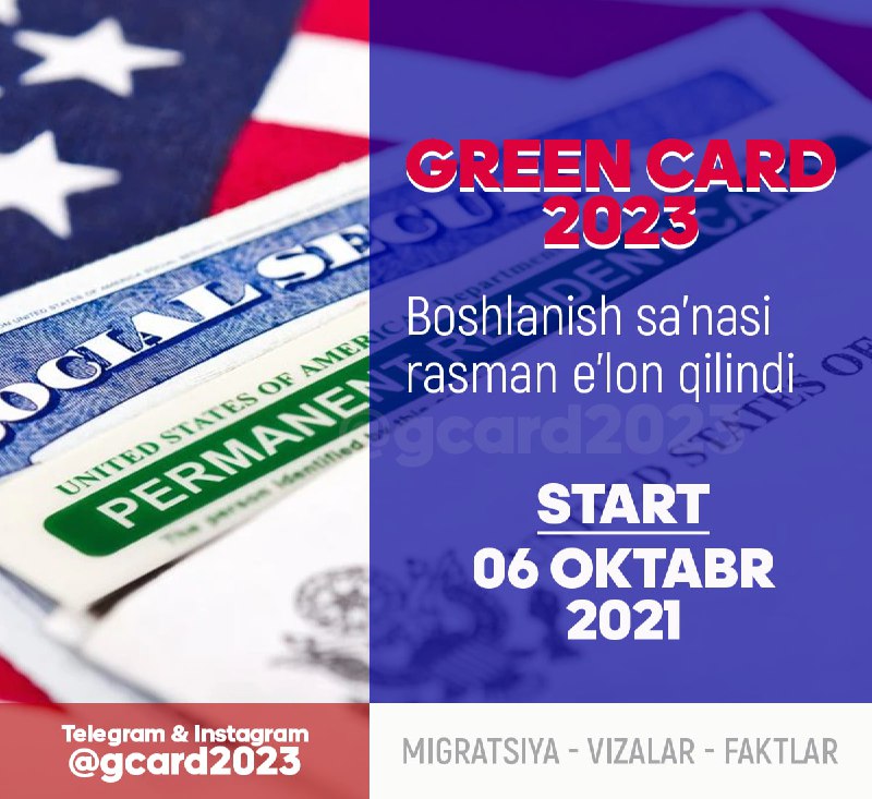 *****✅***GREEN CARD DV-2020-2023 BOSHLANISH SANASI RASMAN …