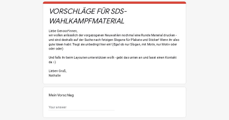 ***🥁*** **Wanted: Ideen für SDS-Wahlkampfmaterial** ***🥁***