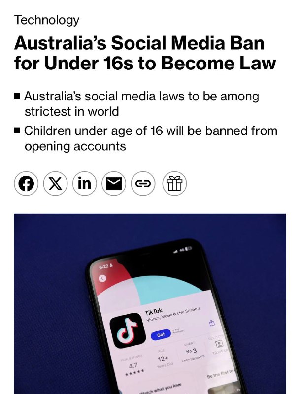 **В Австралии запретили все соцсети детям …
