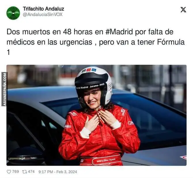 [#Ayuso](?q=%23Ayuso) ***😱*** [#Madrid](?q=%23Madrid) ***🌇*** [#Formula1](?q=%23Formula1) ***🏎***