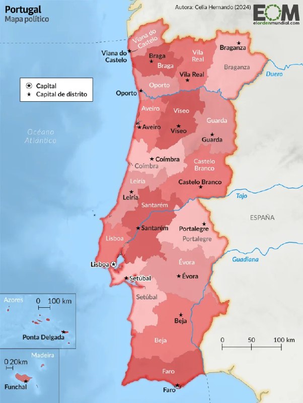 **EL MAPA POLÍTICO DE PORTUGAL**