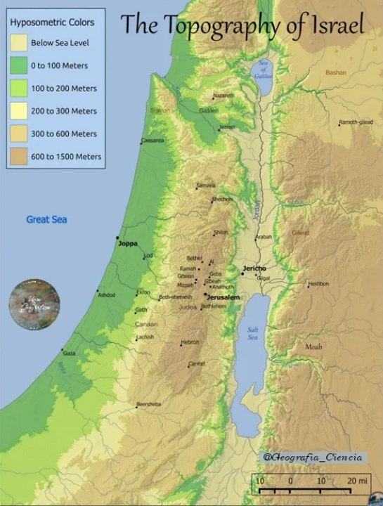 **Mapa topográfico de Israel.**