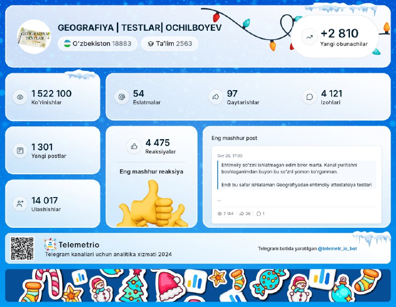 GEOGRAFIYA | TESTLAR| OCHILBOYEV️️