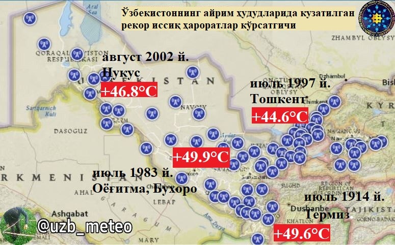 **Ўзбекистонда кузатилган энг иссиқ ҳаво ҳарорати.***🌡******📈*****Кўпчилигимиз, …