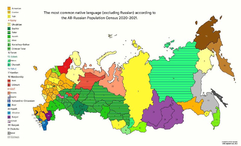 **Второй по популярности язык в регионах …