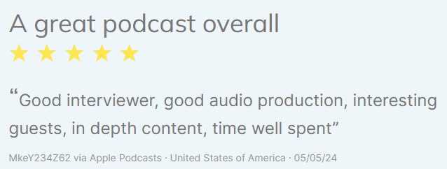 "Great podcast overall, time well spent"! …