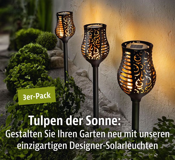 **3er-Pack Solar-Gartenstecker »Tulip Flame«