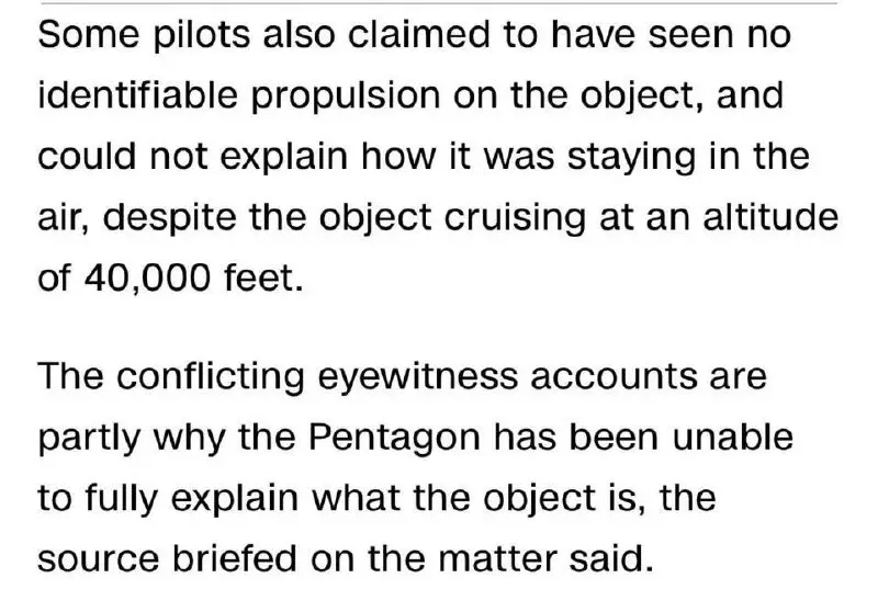 Some pilots said the unidentified object …