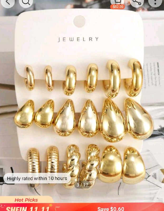 9 set gold hopp earrings