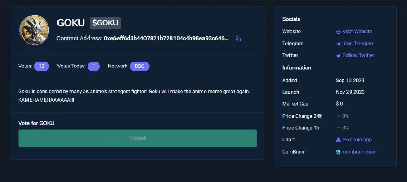 Morning $Goku fans! Goku token just …