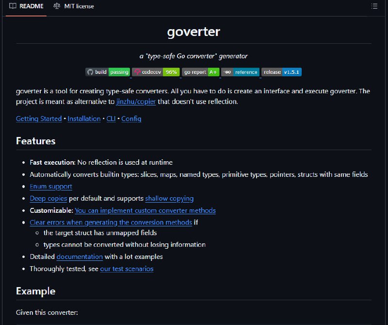 ***👣*** [goverter](https://github.com/jmattheis/goverter) — библиотека на Go …