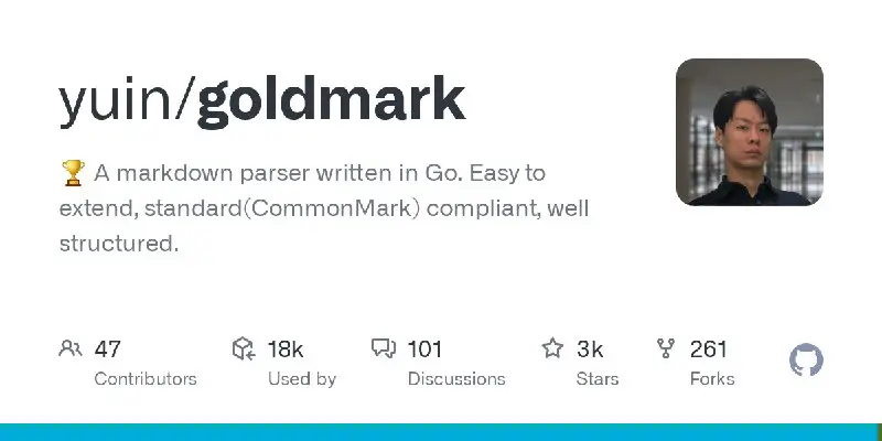 ***🧰*****goldmark** — Go-парсер markdown, который имеет три ключевых характеристики: