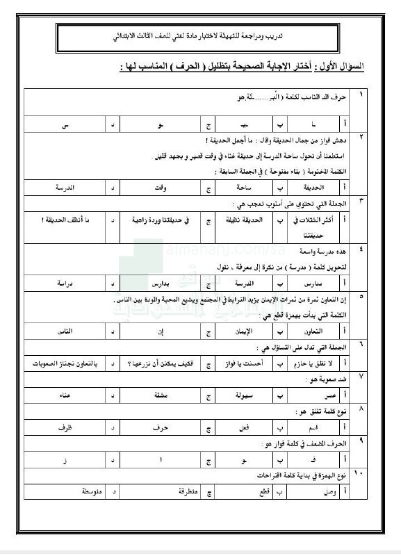 مراجعة درس التعاون بنمط الاختبار المركزي, …