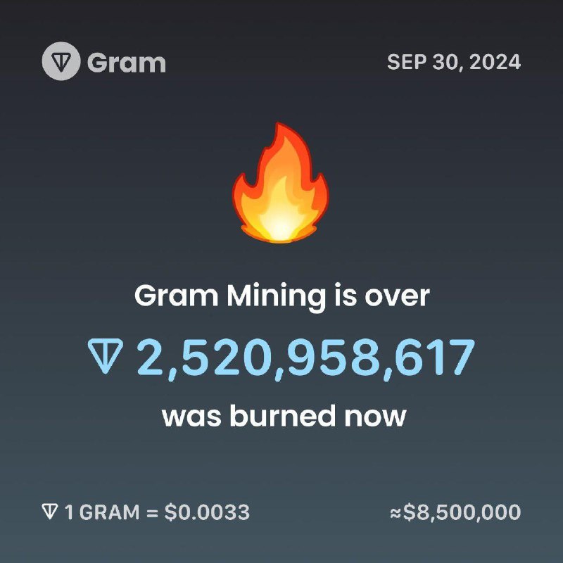 Just burned 2,520,958,617 $GRAM ≈ $8,500,000