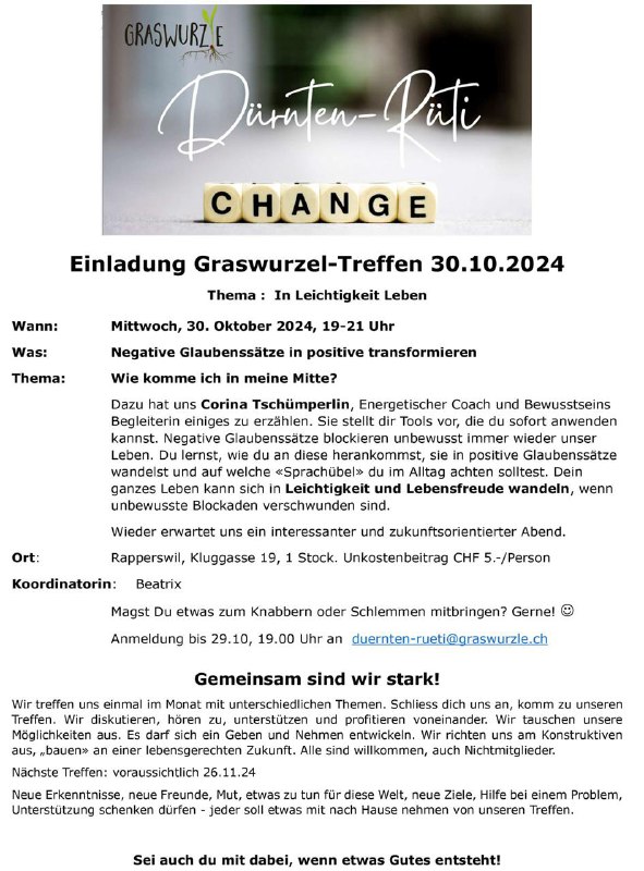 ***👉***[Details im Veranstaltungskalender](https://graswurzle.ch/kalender-detail/treffen-lokalgruppe-duernten-rueti/)***👈***