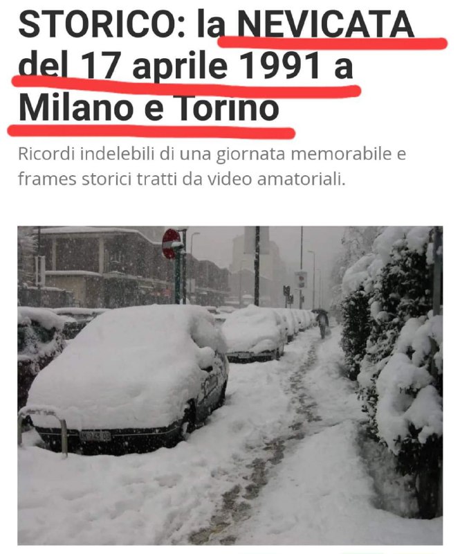 [Correva l'anno 1991](https://www.meteolive.it/news/amarcord/storico-la-nevicata-del-17-aprile-1991-a-milano-e-torino/) quando non si …
