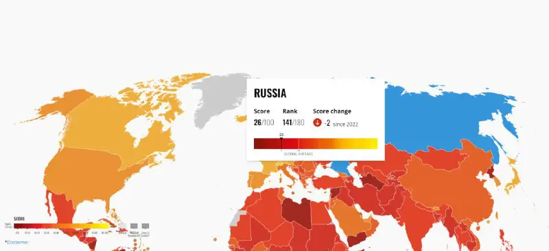 Россия заняла 141 место из 180 …