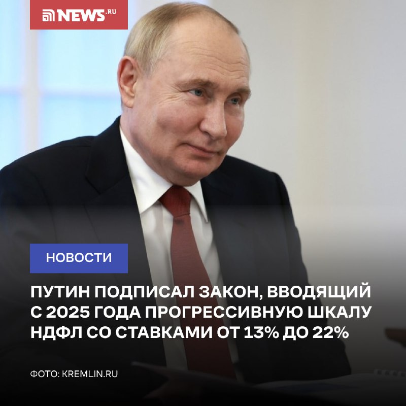 Путин подписал закон, вводящий с 2025 …