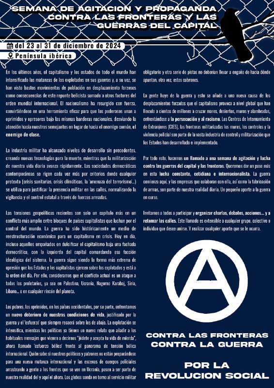 [Península Ibérica] Llamamiento por una semana …
