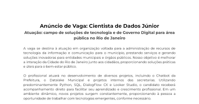 ***🚀*** Vaga: Cientista de Dados Jr.