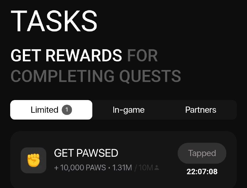 New task paws