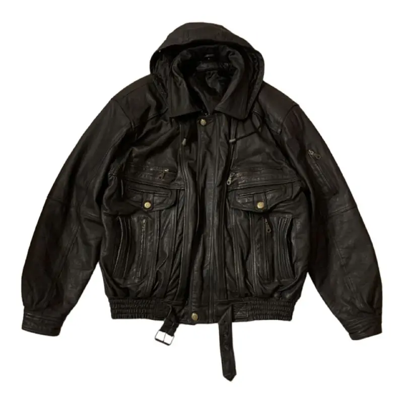 Archival leather bomber jacket