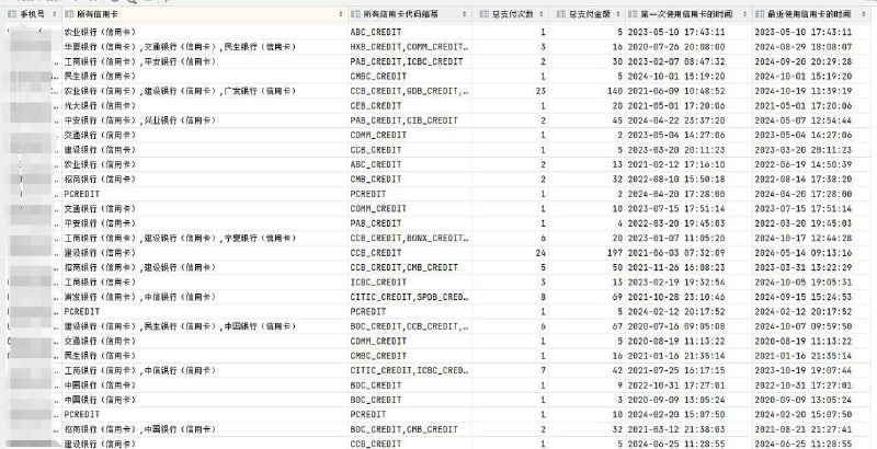 **【全国在持信用卡数据】-真实在持、消费**