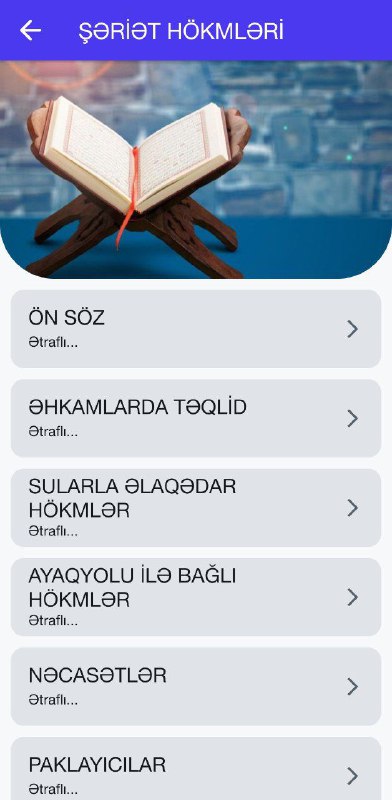 ŞƏRİƏT HÖKMLƏRİ bölməsi tamamlandı.