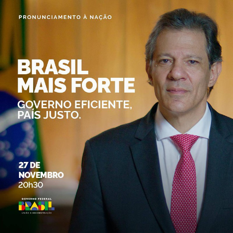 Pronunciamento à nação, hoje, 27/11, às …