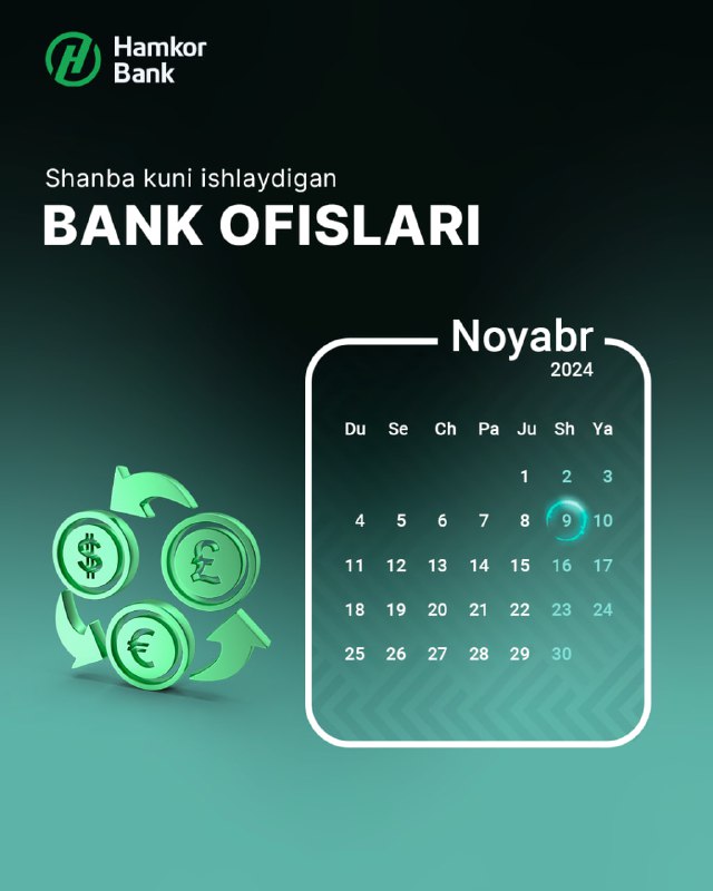 ***🚀*** **Bank ofislarimiz shanba kuni ham …