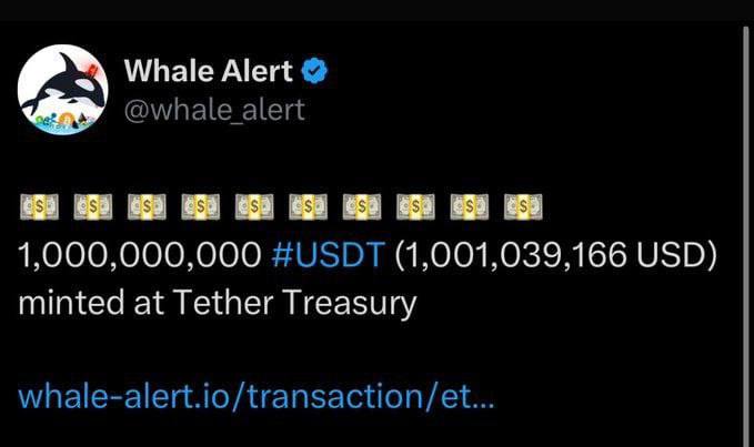 ***⚠️*** Tether снова напечатал $1 миллиард …