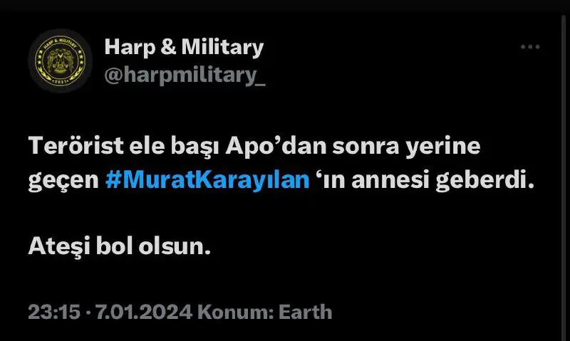 Murat Karayılan’ın annesi geberdi.
