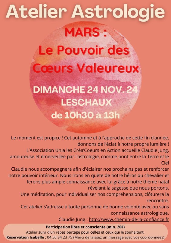 **Dimanche 24 novembre**, cet atelier d'astrologie …