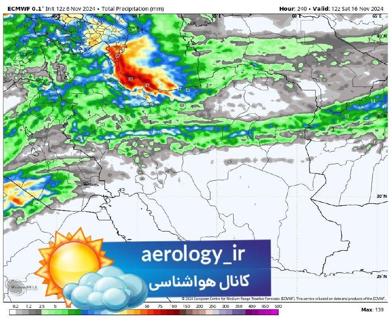 *****❄️******🌧*** مجموع بارش های احتمالی تا …