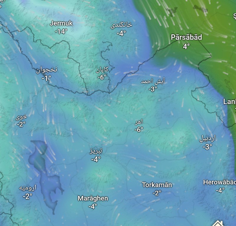 محدوده‌ی یخبندان صبح فردا شنبه
