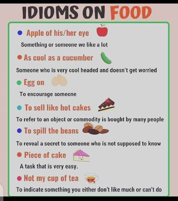Foods တွေနဲ့ပတ်သက်တဲ့ idioms လေးတွေ***💗***