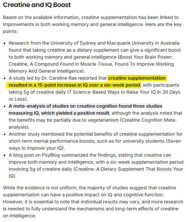 Some studies suggesting creatine can give …