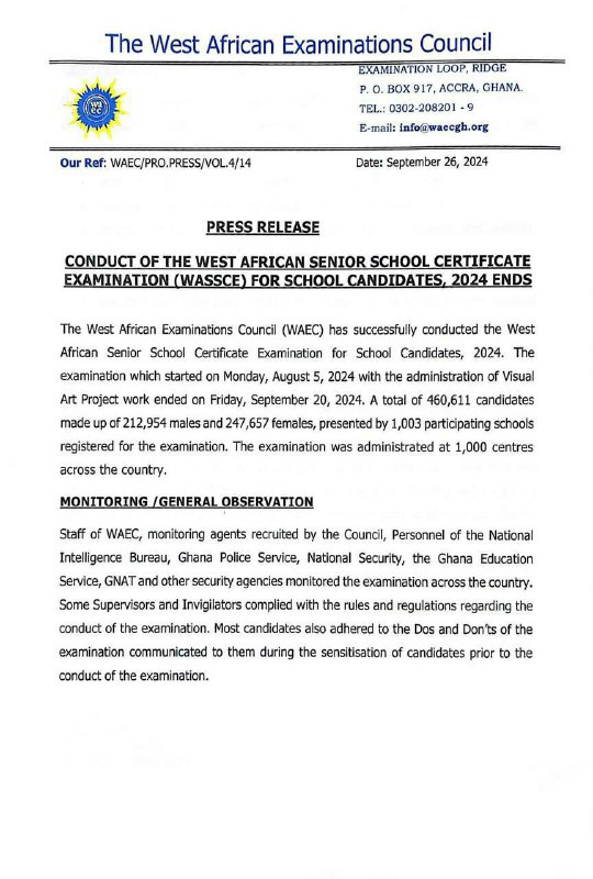 Press Release on the Conduct of …