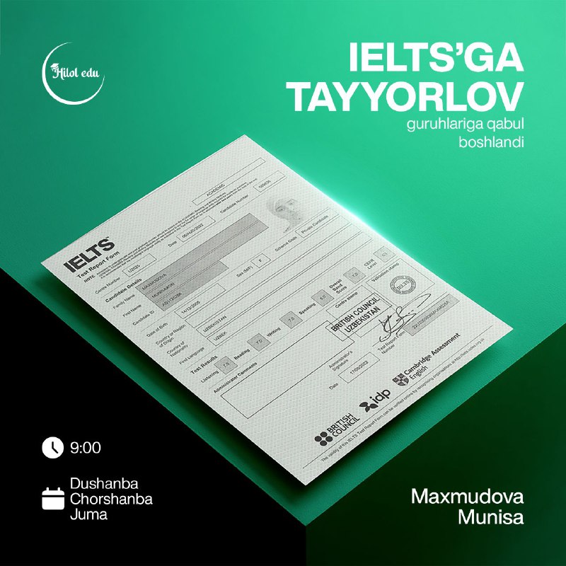 Hilol Edu Kokand filialida IELTSga tayyorlov …