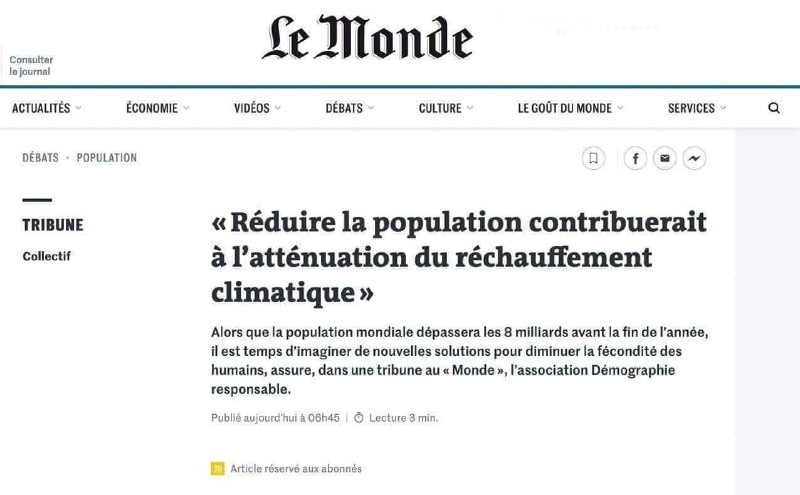 Le Monde призывает к сокращению численности …