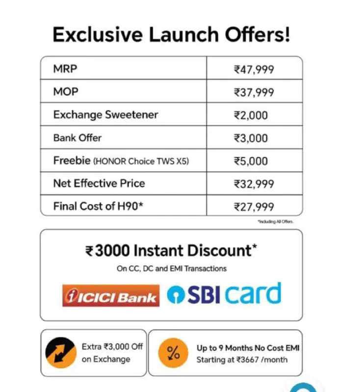 **Launch offers for buying the Honor …