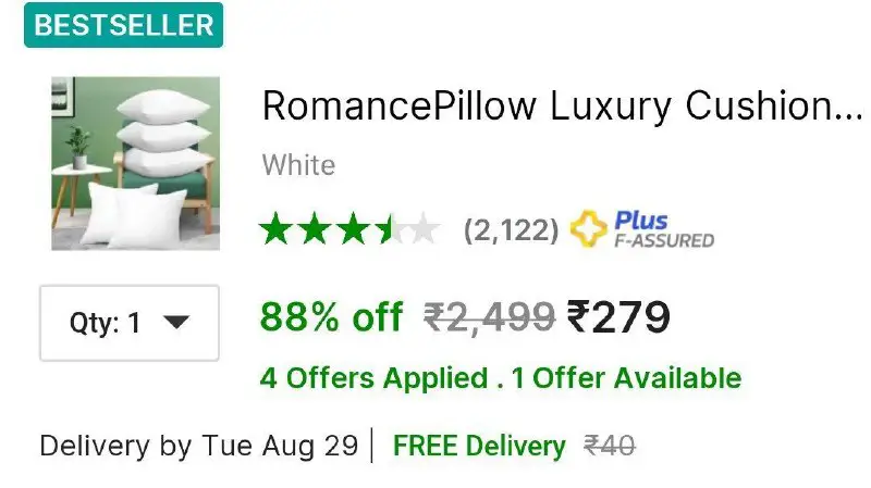 ***🔴***LOOT: Pillow (Pack of 5) ₹279/-