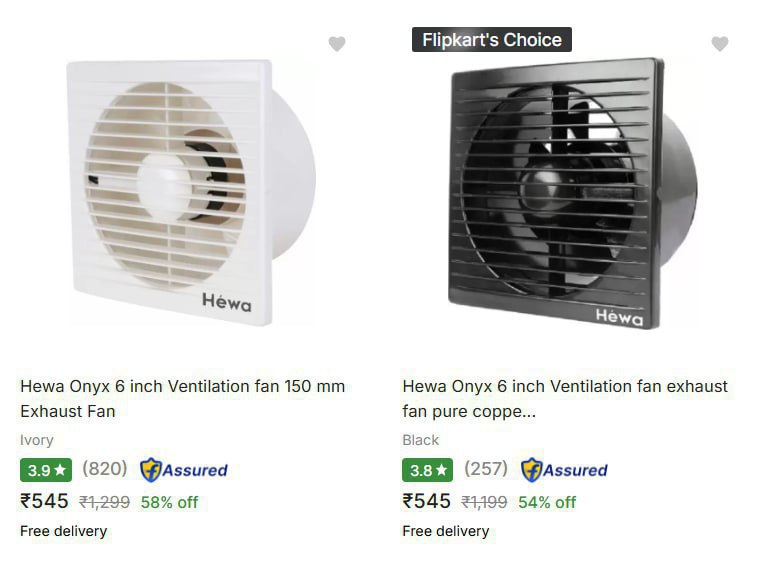 Hewa Exhaust Fan's Starts at Rs.545