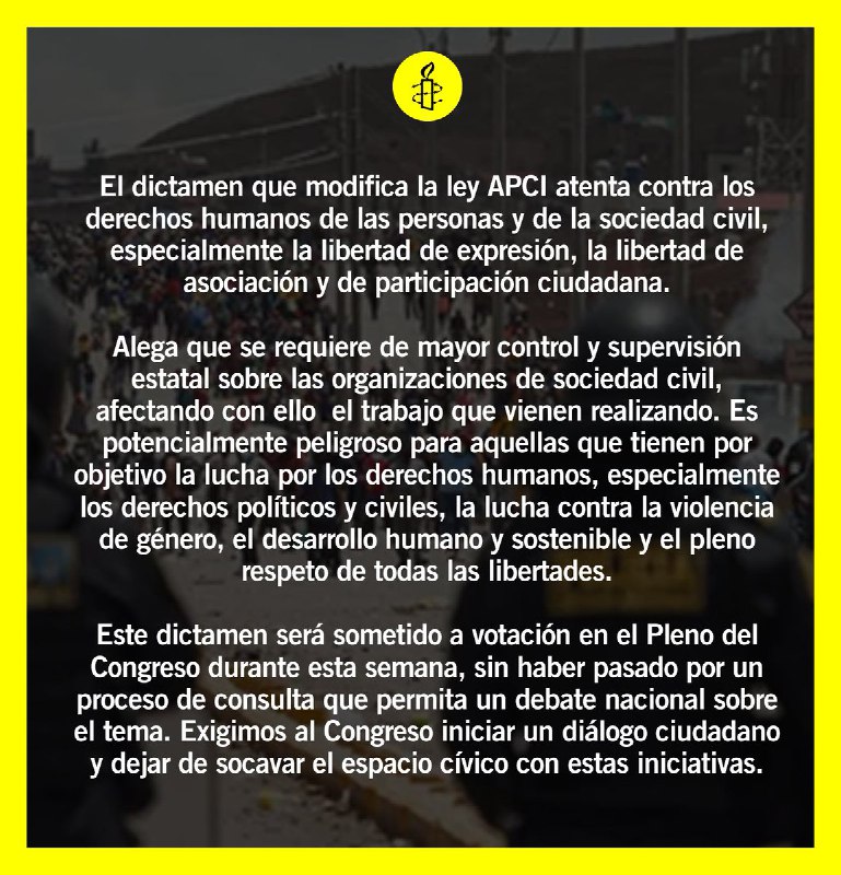 RT [@amnistiaperu](https://t.me/amnistiaperu): El dictamen que modifica …