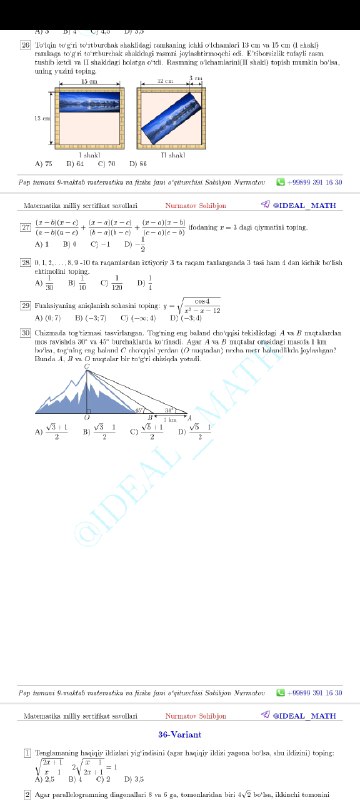 ***➡️******➡️******➡️***[***MS testlarimizdan namuna***](https://t.me/ideal_math/2940?single) ***✅***