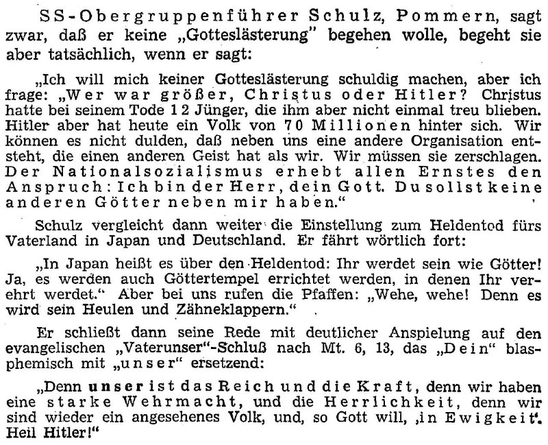 SS-Obergruppenführer Pommern Schulz stated in a …